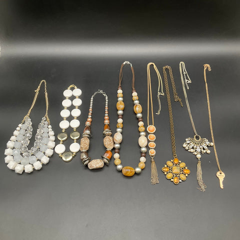 Vintage to Modern Mixed Costume Jewelry Necklace Lot 1.2 Lbs 8 Pieces Beaded