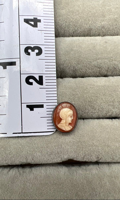 Vintage Silver Tie Tack Lot Hand Carved Cameo & Polished Lapis Lazuli Stone