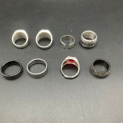 Men's Fashion Rings Jewelry Lot of 8 Signet Celtic Knot Bands Size 9-12