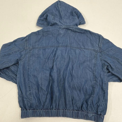 Chelsea & Theodore NWT Blue Lyocell Hooded Utility Jacket Women's S