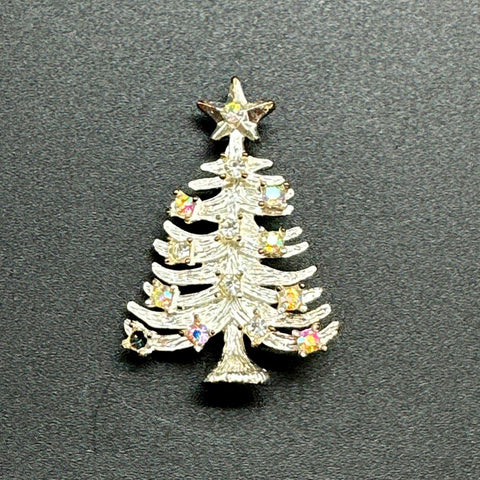 Vintage Christmas Tree Brooch Lot of 5 ART Gerry's WJC Rhinestone Enamel