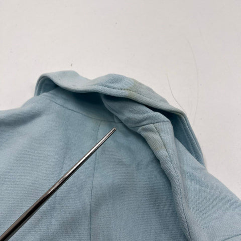 Amina Rubinacci Women's Light Blue Cotton Linen Knit Blazer Jacket Sz 44