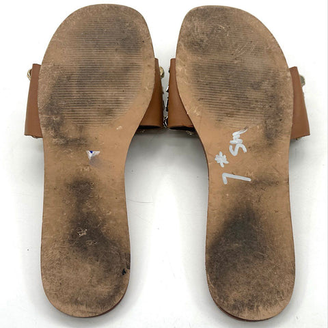 Steve Madden Brielle Jeweled Slide Sandals Tan Iridescent Gems Size 7M