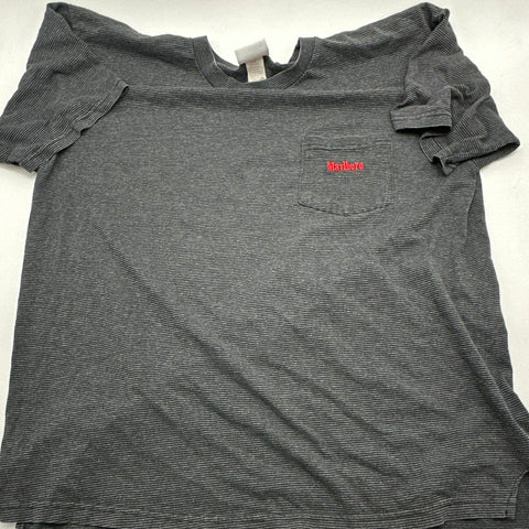 Vintage 90s Marlboro Unlimited Striped Pocket T-Shirt Single Stitch USA Sz L