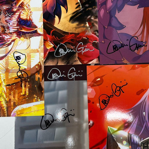 Signed OniGirl Art Print Lot 8pcs Anime Manga Style Oni Girls Contemporary