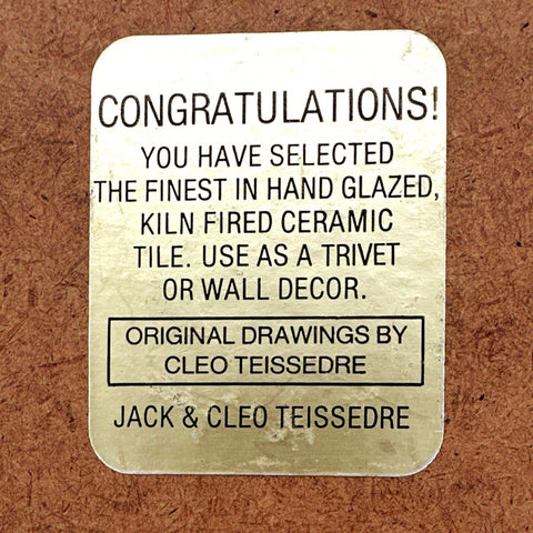Cleo Teissedre Ceramic Storyteller Turtle Trivet Wall Tiles Lot 2 Vintage 6x6