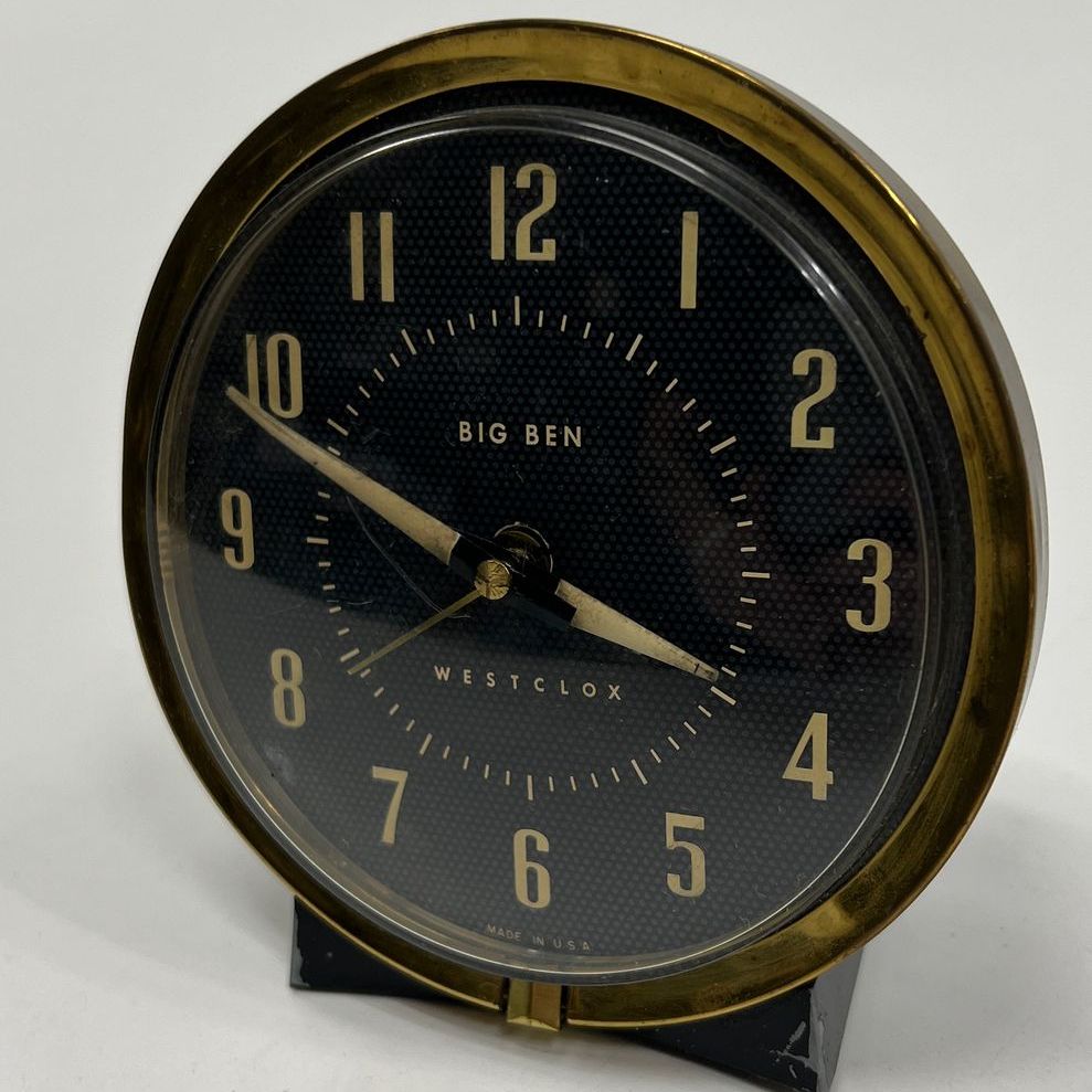 Vintage Collectible Westclox Big Ben Wind Up Table Desk Clock Black & Gold Tone