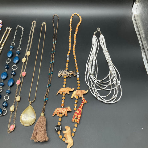 Costume Jewelry Lot 9 Fashion Necklaces Beaded Safari Boho Tassel Mixed Styles