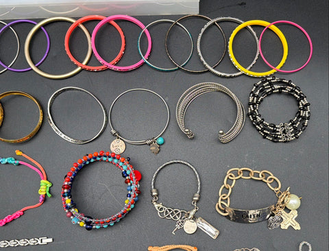 Vintage to Modern Costume Jewelry Bracelet Lot Bangles Beaded Charms