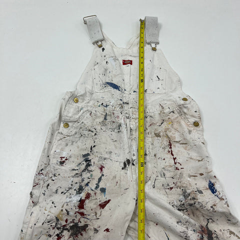 Dickies White Paint Splatter Distressed Workwear Bib Overalls Men's 38x29