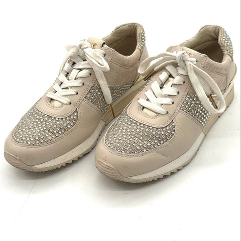 Michael Kors Billie Rhinestone Embellished Leather Fashion Sneakers Size 7M