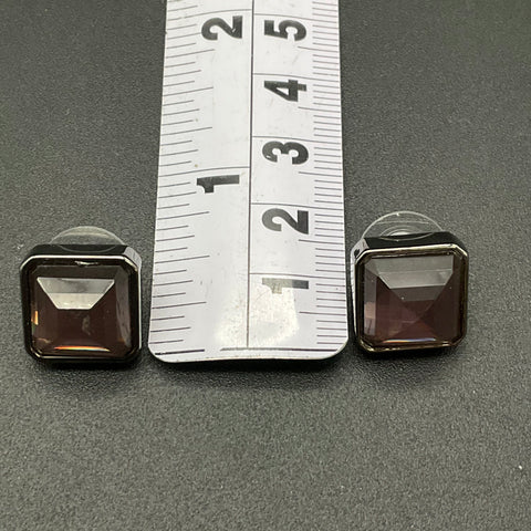Givenchy Modern Earring Lot 2 Pairs Crystal Linear Drop Amethyst Color Studs