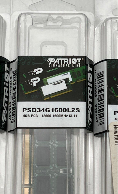 Patriot Signature 4GB DDR3 1600MHz Laptop RAM Lot 5 PSD34G1600L2S PC3-12800 NIB