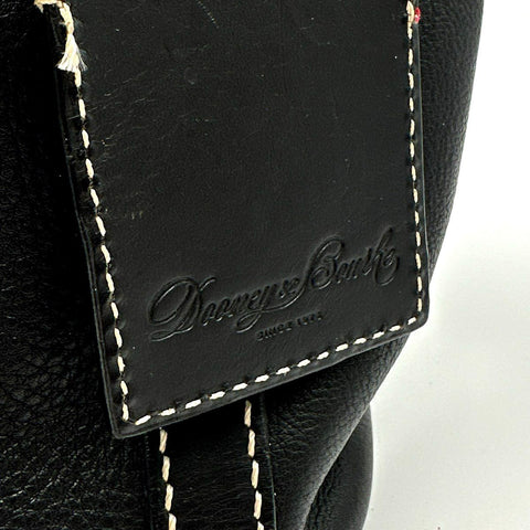 Dooney & Bourke Black Pebbled Leather Shoulder Tote Bag Pink Gingham Lining