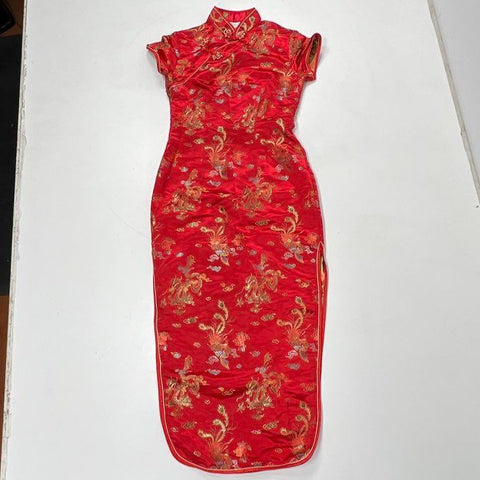 Lot of 4 Vintage Cheongsam Qipao Dresses Brocade Dragon Floral Mixed Sizes