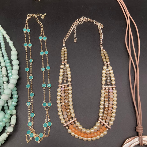 Fashion Statement Necklaces Jewelry Lot of 7 Beaded Boho Multi-strand Styles