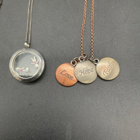 Origami Owl Jewelry Lot 3 Necklaces Floating Glass Locket Charms Swarovski