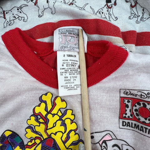 Vintage 90s Disney 101 Dalmatians Toddler Lot of 2 Graphic Striped Shirts Sz 2T