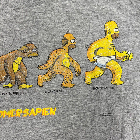 Vintage 2000 The Simpsons Homersapien Evolution Graphic T-Shirt Sz XL