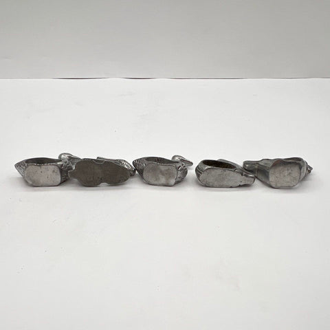 Animal Napkin Holders 5pc Set Duck Rabbit Horse Rooster Silver-tone Metal