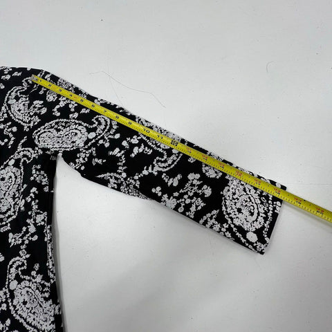 NWT Elie Balleh Black White Paisley Print Button Up Shirt Women's Size 10 S