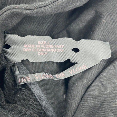 Vlone Men's Friends Swarovski Crystal Logo Pullover Hoodie Black Size L