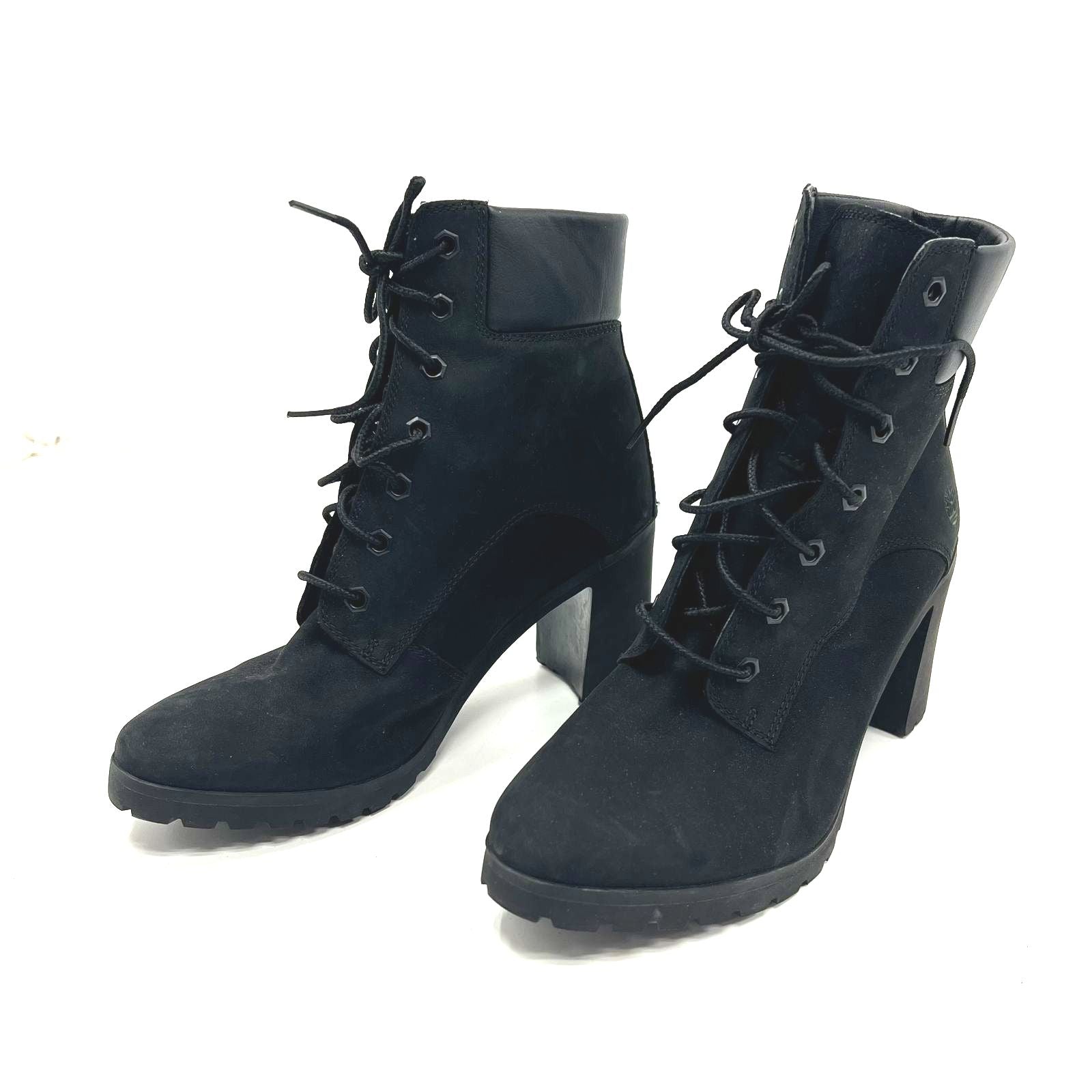 Timberland Camdale 6-Inch Black Waterproof Heeled Lace Up Boots Women's Size 7.5