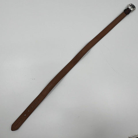 3D Belt Co Brown Hand Tooled Leather Beaded Western Belt Silver Buckle Sz 38