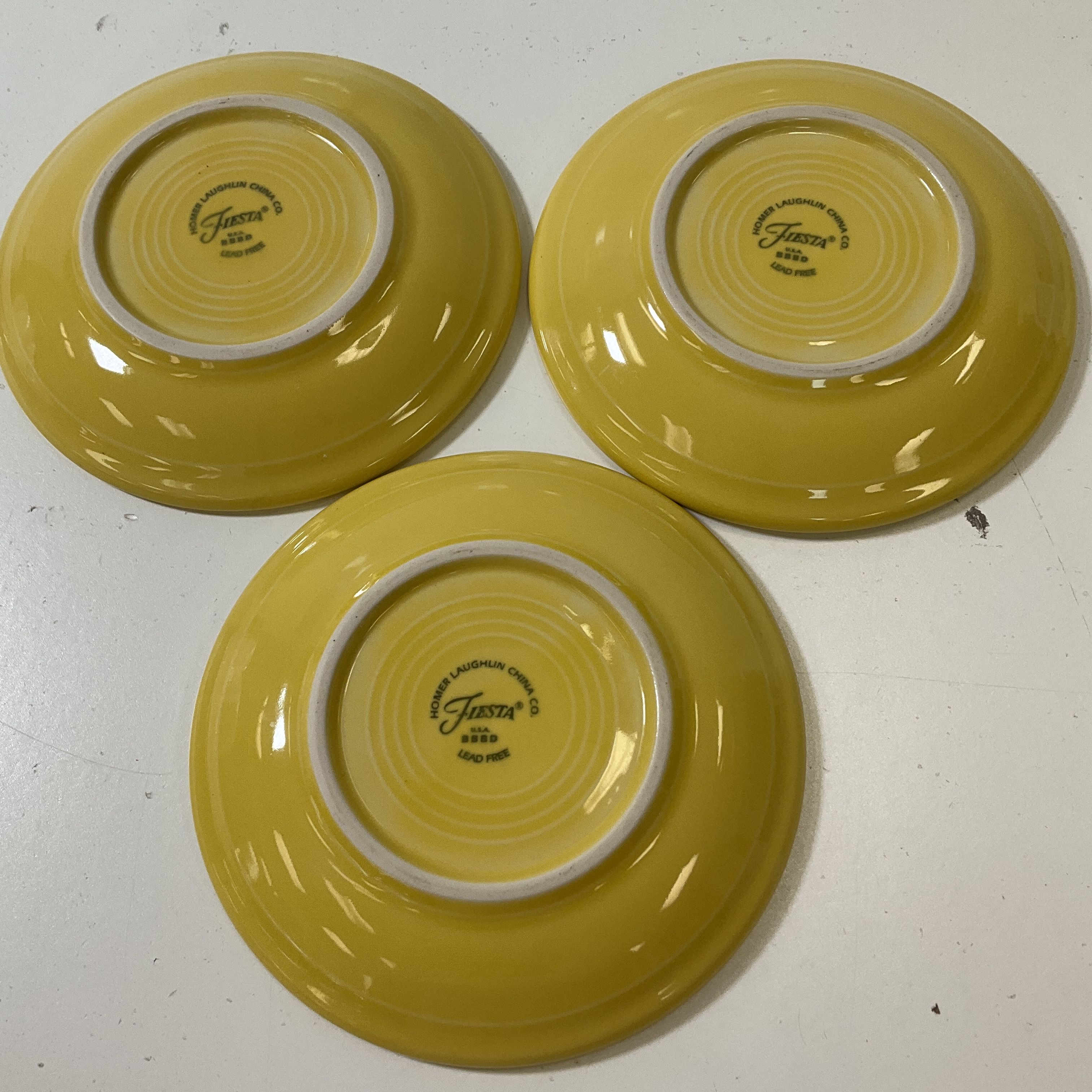 3 Homer Laughlin Fiestaware Replacement Yellow Saucers Modern