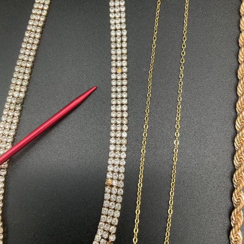 Gold Tone Fashion Necklace Jewelry Lot 12 Count Rhinestone Pendants Rope Chain