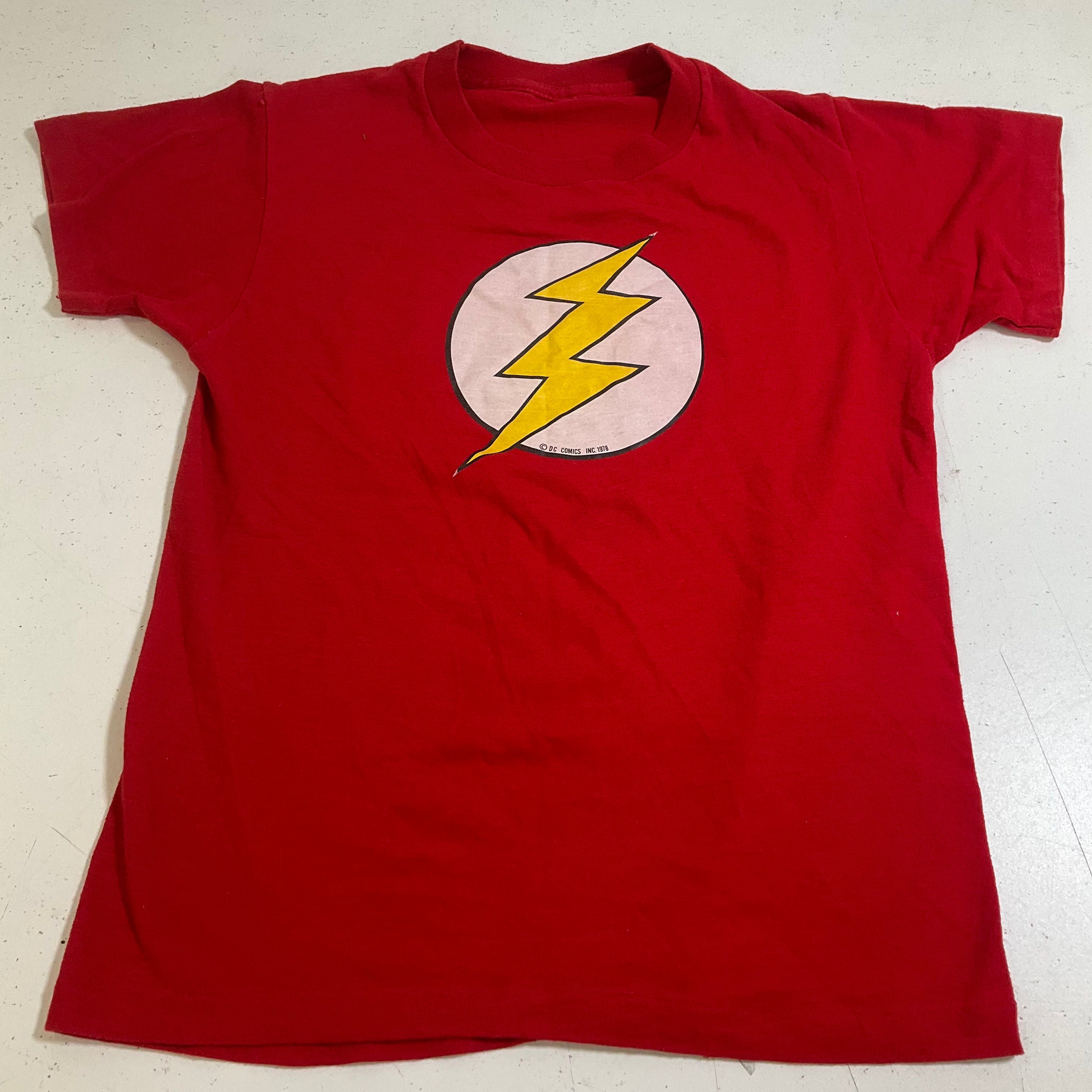 Vintage 1970s The Flash T Shirt DC Comics 1978 Logo Graphic Tee Youth Red