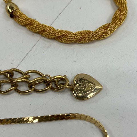 Vintage Gold Tone Costume Jewelry Bracelet Lot of 10 Bangle Cuff Chain