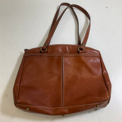 Patricia Nash Brown Leather Tote Shoulder Bag Brass Hardware