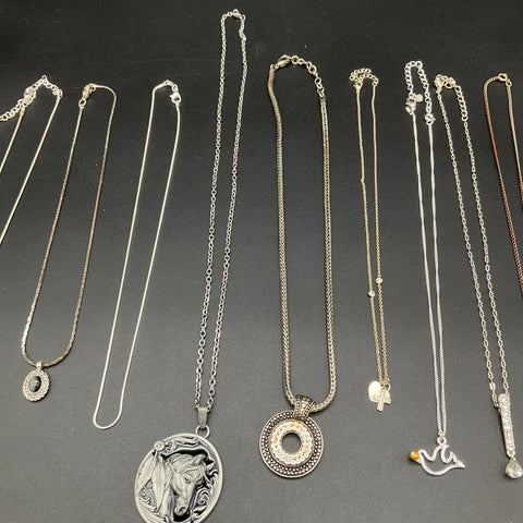 Fashion Costume Jewelry Necklace Lot of 12 Silver Gold Pendants Cross Horse