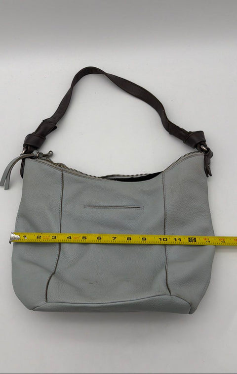 The Sak Collective Light Grey Pebbled Leather Hobo Shoulder Bag Dark Brown Trim