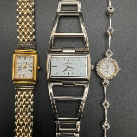 Vintage Anne Klein Watch Lot of 3 Swivel Band Rhinestone Accents As Is
