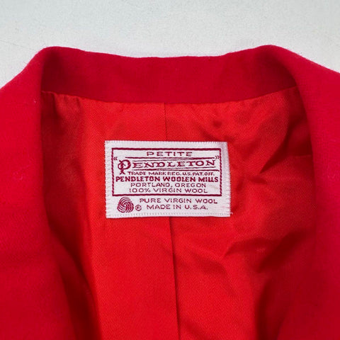 Vintage 80s Pendleton Petite Wool Blazer Jacket Red Made in USA Sz Petite