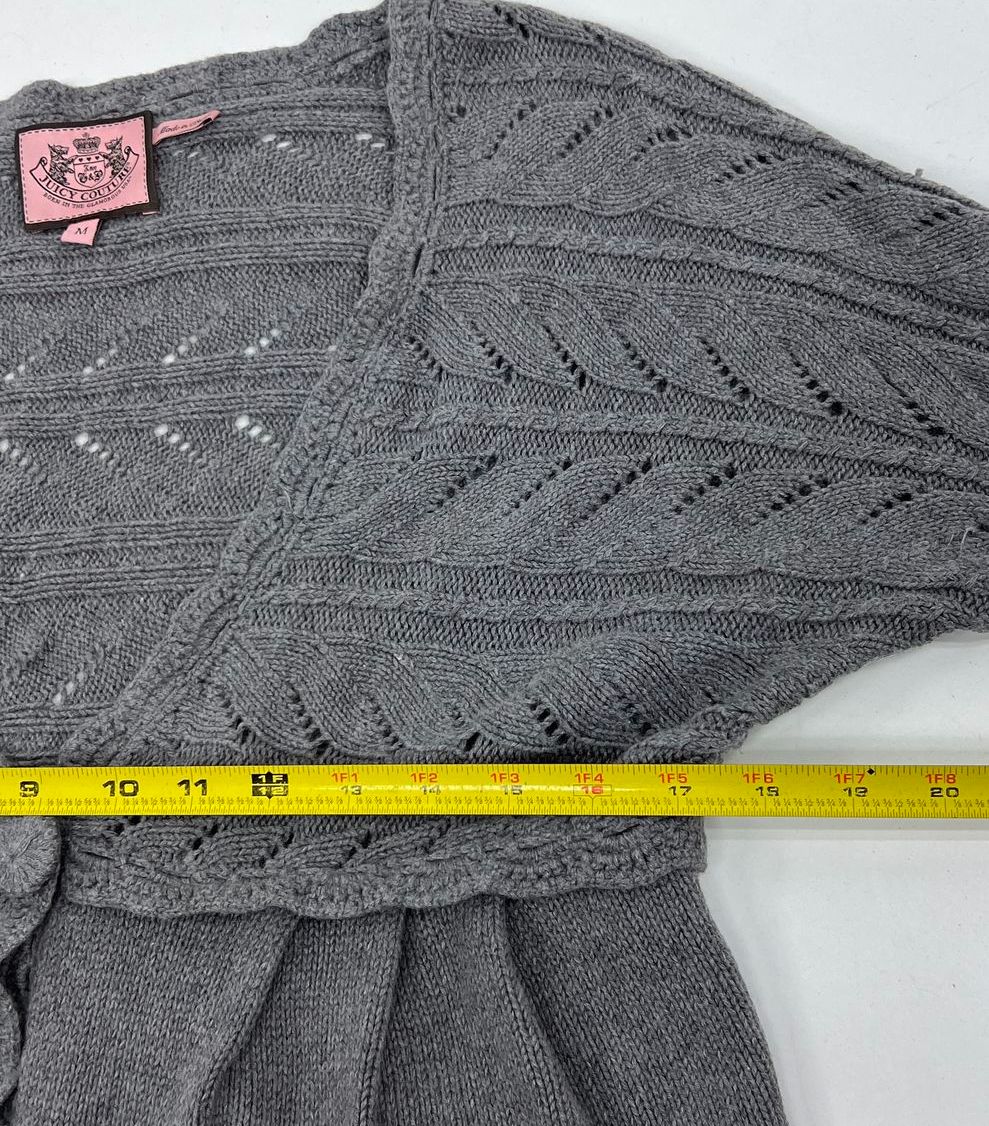 Vintage Y2K Juicy Couture Cashmere Blend Pointelle Knit Cardigan Women's M Gray