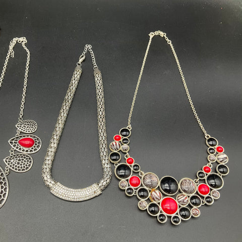 Vintage and Modern Statement Necklace Lot of 7 Bib Mesh Boho Charm Rhinestone