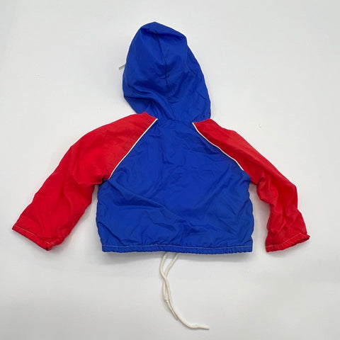 Vintage 80s Baby Boy Baseball Windbreaker Jacket Blue Red Hooded Sz 12