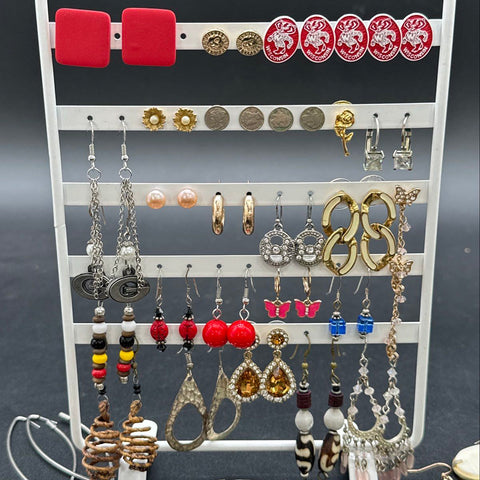 Wearable Jewelry Lot 35 Pairs Earrings Packers Wisconsin Badgers Boho Rhinestone