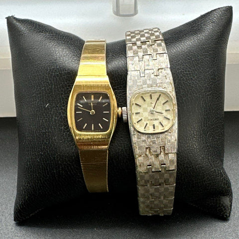 Lot of 2 Vintage Seiko Women's Watches Gold Tone Quartz & Silver Tone 11-3399