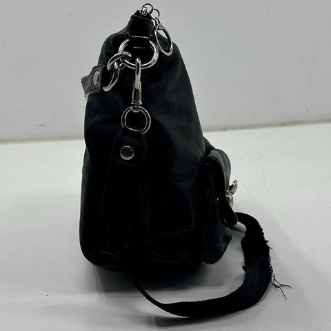 Coach Black Leather Poppy Pocket Hobo Shoulder Bag 14561 Silver Hardware