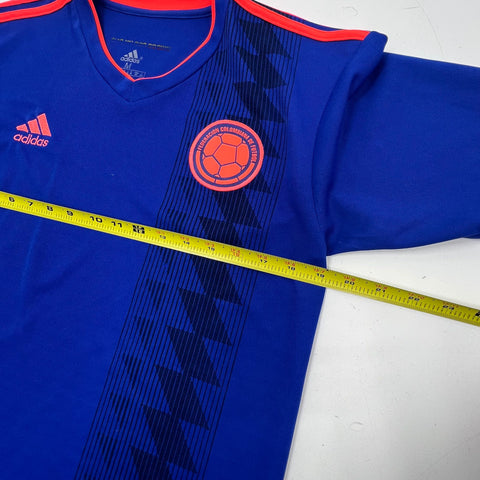 Adidas Colombia 2018 World Cup Away Blue Climachill Soccer Jersey Men's Size M