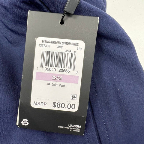 Under Armour Men's UA Drive Academy Navy Straight Leg Golf Pants Size 32x34 NWT