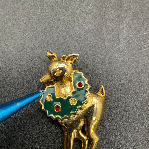 Vintage JJ Jonette Jewelry Christmas Brooch Pin Lot 9 Holiday Wreath Reindeer