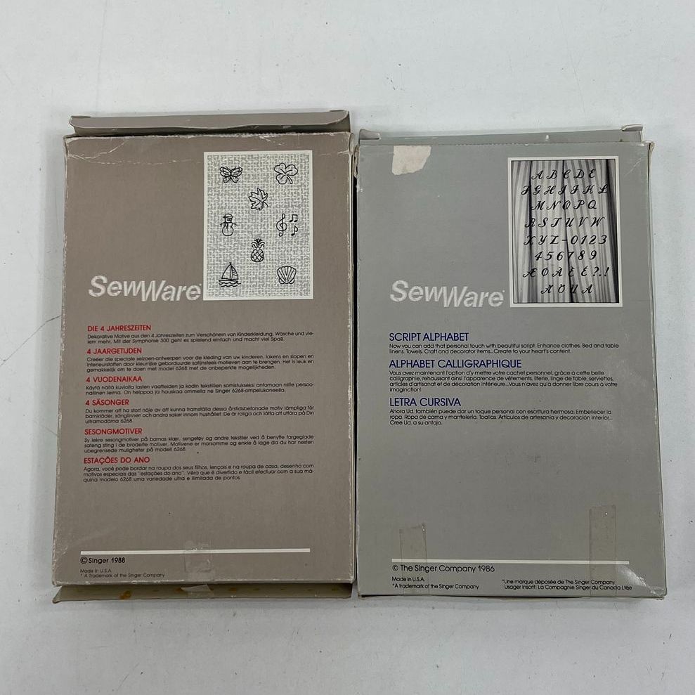 Vintage Singer SewWare Lot 2 Cartridges No 7 & 9 Script Alphabet 4 Seasons