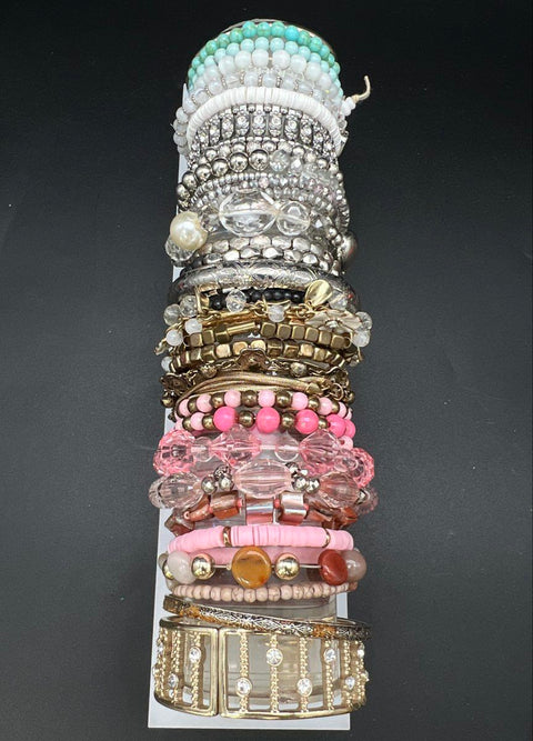 Vintage to Modern Costume Jewelry Bracelet Lot 3 lbs Beaded Bangle Stretch Cuff