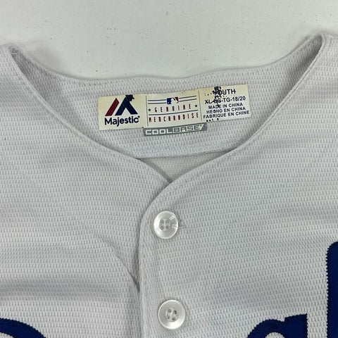 Majestic KC Royals White Blue Cool Base MLB Baseball Jersey Youth XL (18-20)