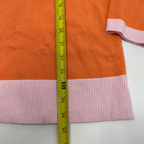 Talbots NWT Orange Pink Colorblock Ribbed Trim Cardigan Sweater Womens Size M